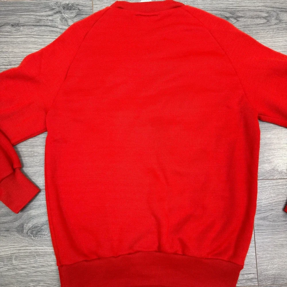 RARE 80s Sunday Comics Mickey‎ Mouse Football Crewneck L Made in Korea Red